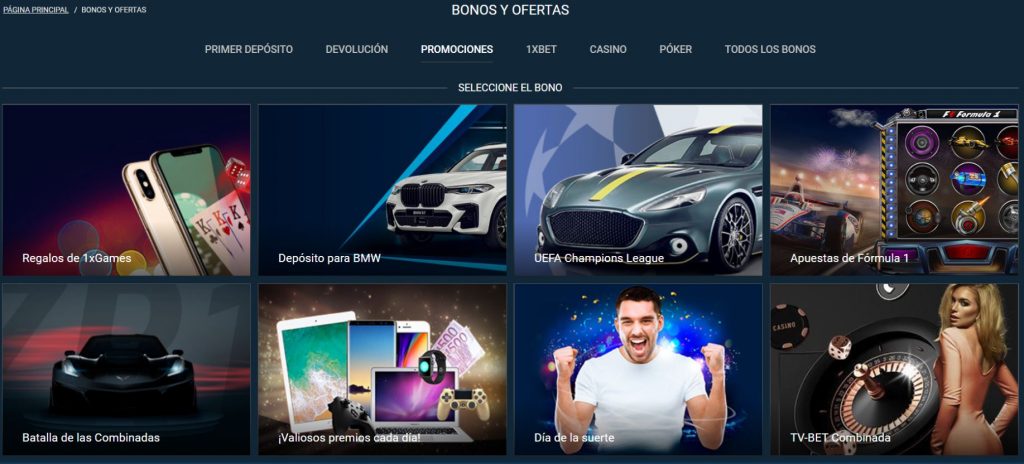 Promociones apuestas deportivas 1xbet